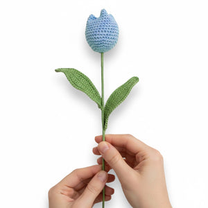 Happy Threads Crochet Tulip Décor sky blue | The Mom Store - Single stem flowers