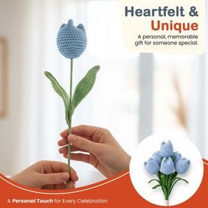 Happy Threads Crochet Tulip Décor sky blue | The Mom Store - Single stem flowers