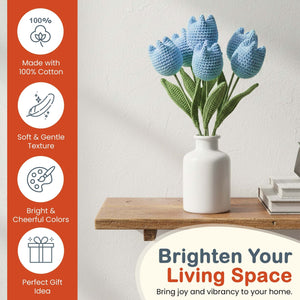 Happy Threads Crochet Tulip Décor sky blue | The Mom Store - Single stem flowers