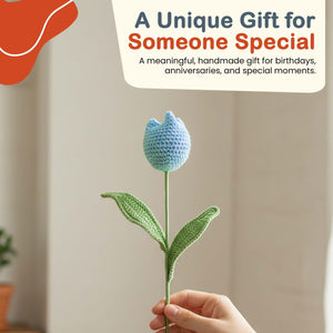 Happy Threads Crochet Tulip Décor sky blue | The Mom Store - Single stem flowers