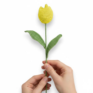 Happy Threads Crochet Tulip Décor white | The Mom Store - Single stem flowers