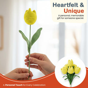 Happy Threads Crochet Tulip Décor white | The Mom Store - Single stem flowers