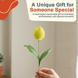 Happy Threads Crochet Tulip Décor white | The Mom Store - Single stem flowers