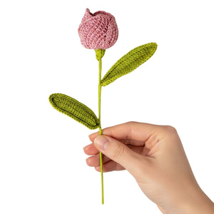 Happy Threads Crochet Tulip Flower dark pink | The Mom Store - Single stem flowers