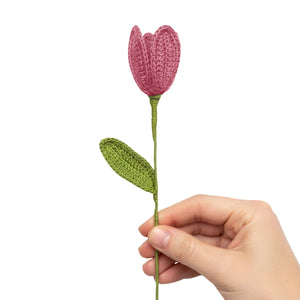 Happy Threads Crochet Tulip Stem Flower dark pink | The Mom Store - Single stem flowers