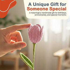 Happy Threads Crochet Tulip Stem Flower light pink | The Mom Store - Single stem flowers