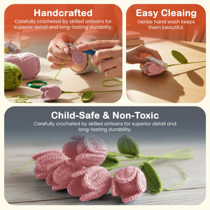 Happy Threads Crochet Tulip Stem Flower light pink | The Mom Store - Single stem flowers