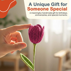 Happy Threads Crochet Tulip Stem Flower light purple| The Mom Store - Single stem flowers