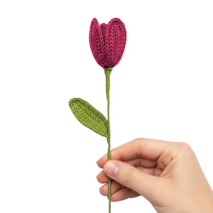 Happy Threads Crochet Tulip Stem Flower light purple| The Mom Store - Single stem flowers
