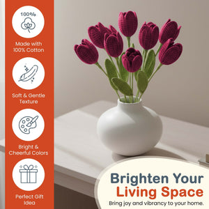Happy Threads Crochet Tulip Stem Flower light purple| The Mom Store - Single stem flowers