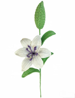 Happy Threads Crochet White Lily Bud white | The Mom Store - Single stem flowers