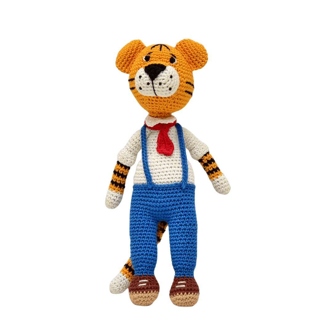 Happy Threads | Cuddly Handmade Rocky Tiger – Crochet Soft Toy for Kids & Collectors - ID23A020