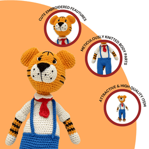Happy Threads | Cuddly Handmade Rocky Tiger – Crochet Soft Toy for Kids & Collectors - ID23A020