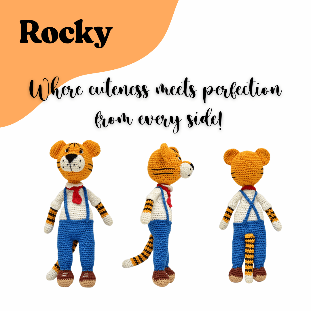 Happy Threads | Cuddly Handmade Rocky Tiger – Crochet Soft Toy for Kids & Collectors - ID23A020