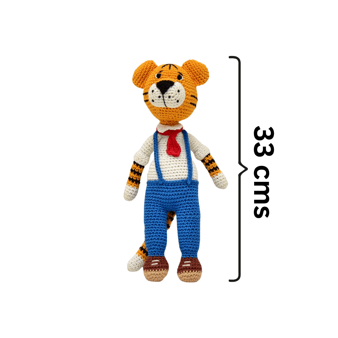 Happy Threads | Cuddly Handmade Rocky Tiger – Crochet Soft Toy for Kids & Collectors - ID23A020