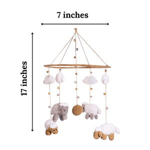 Happy Threads | Cute Sheep & Cloud Baby Mobile – Handcrafted Crochet Nursery Hanging - WCS00450