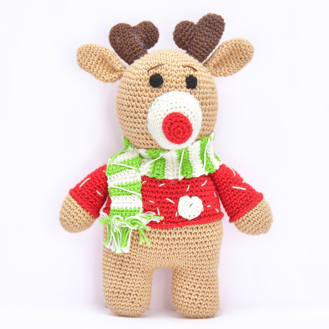 Happy Threads | Dashing Crochet Dapper Reindeer – Handcrafted Holiday Magic - Christmas Decor