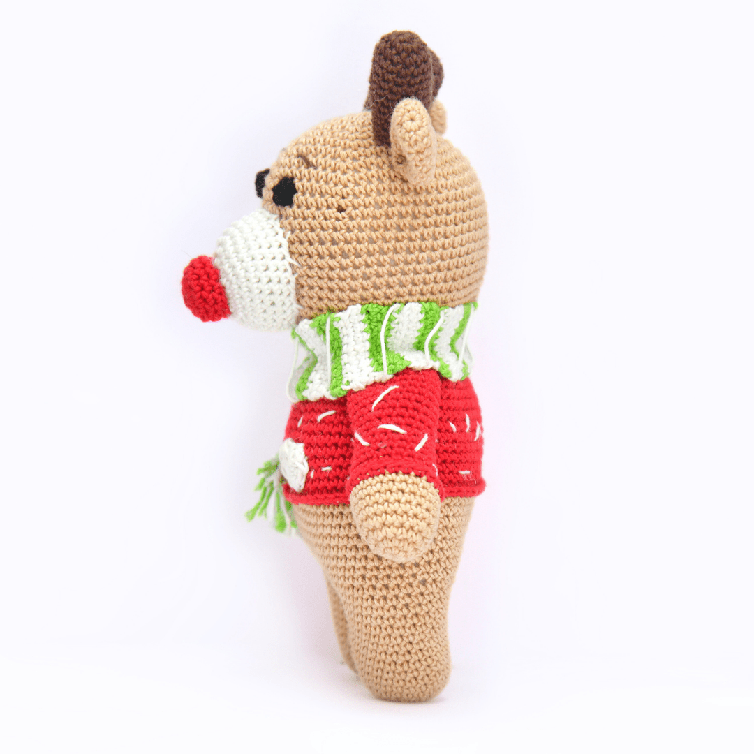 Happy Threads | Dashing Crochet Dapper Reindeer – Handcrafted Holiday Magic - Christmas Decor