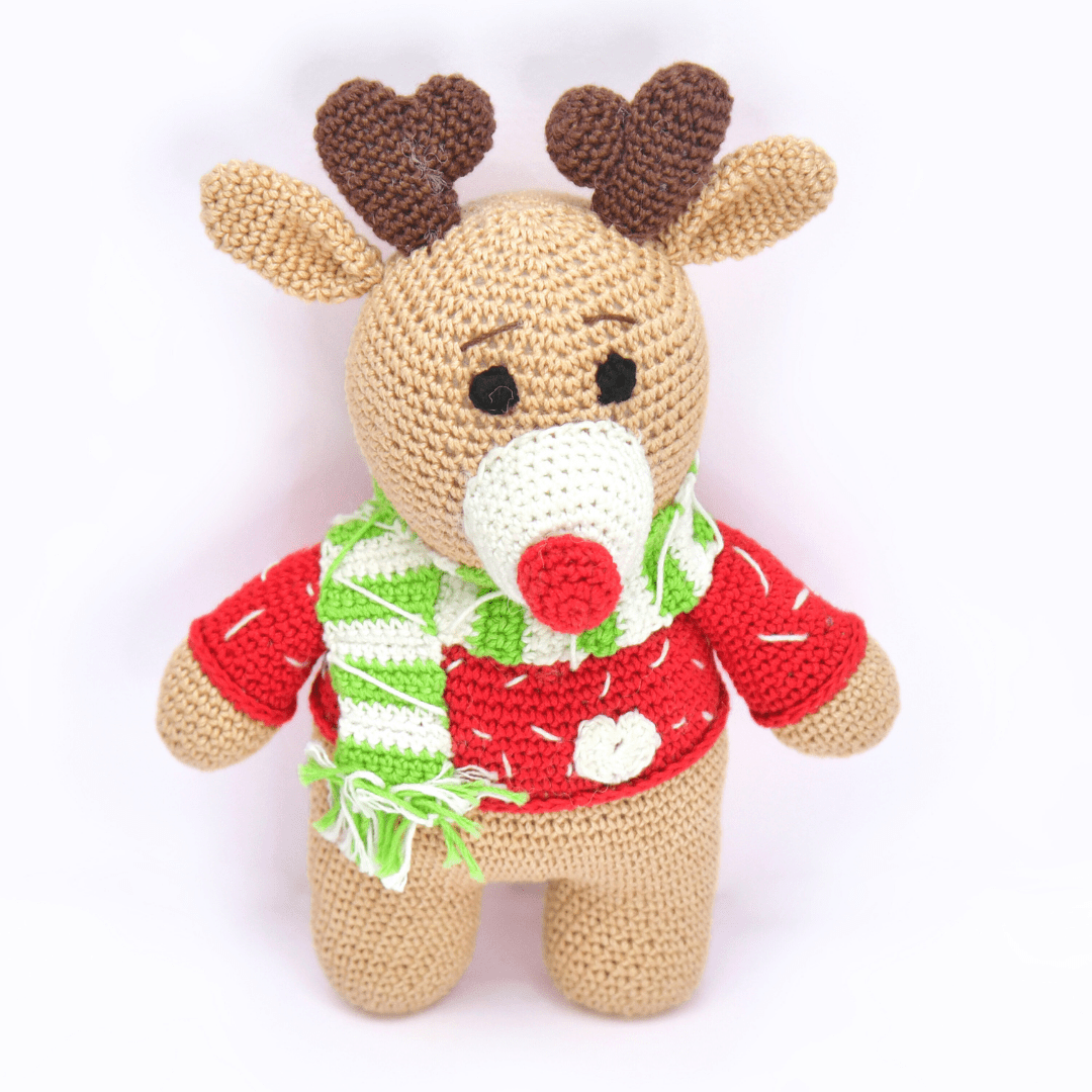 Happy Threads | Dashing Crochet Dapper Reindeer – Handcrafted Holiday Magic - Christmas Decor