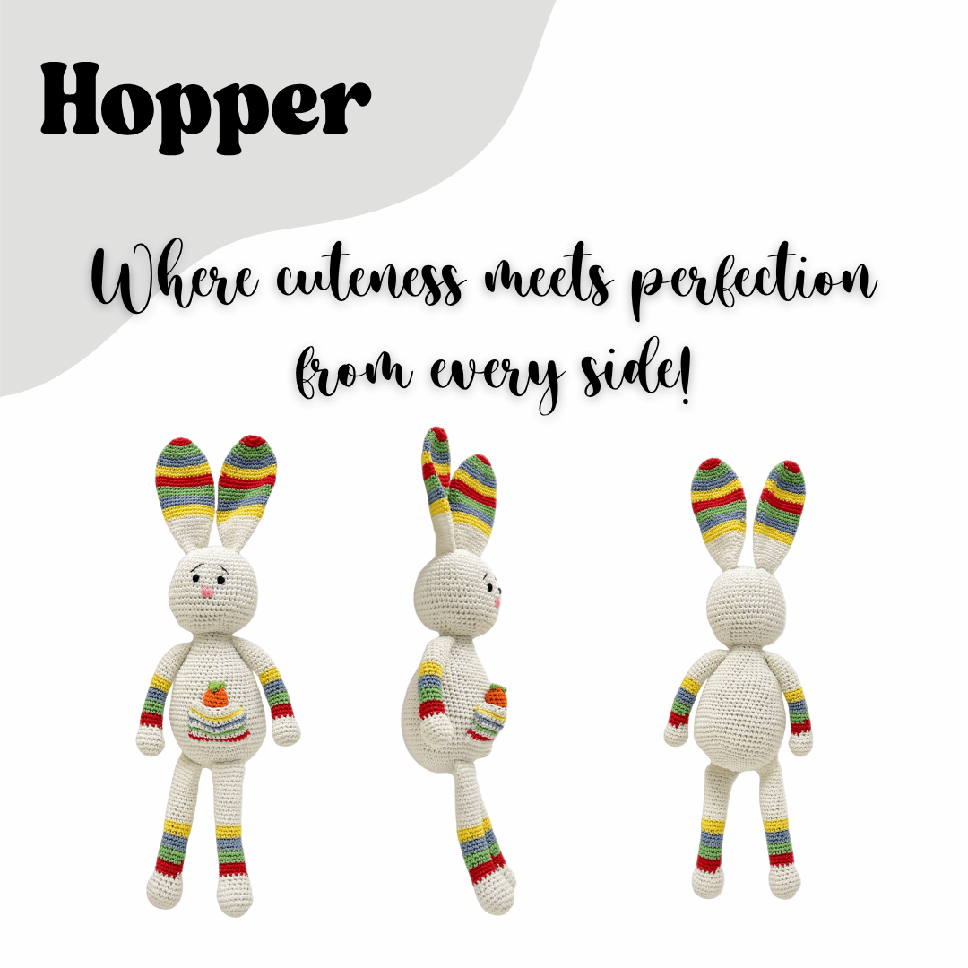 Happy Threads |Discover the Magic of Hopper – Handmade Crocheted Bunny Soft Toy - ID23A044