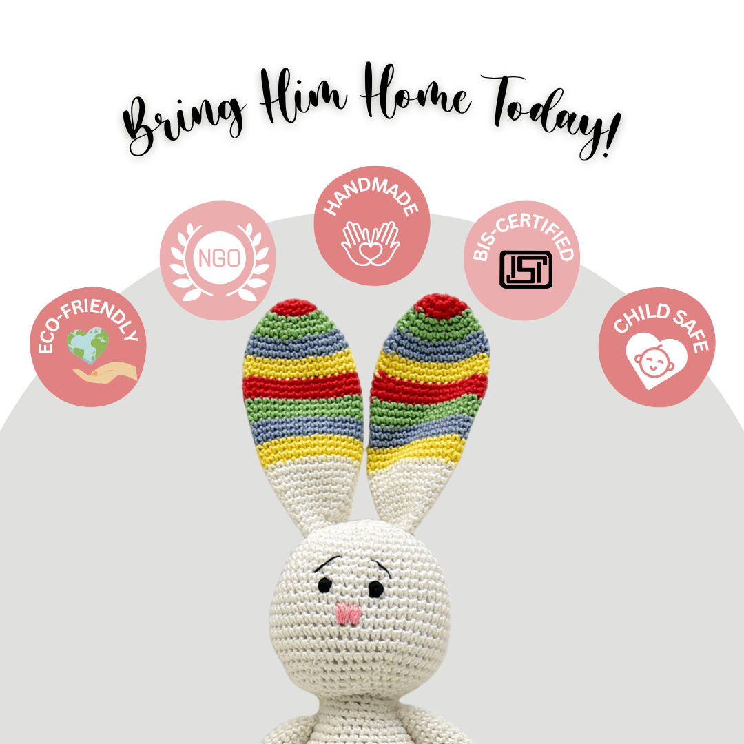 Happy Threads |Discover the Magic of Hopper – Handmade Crocheted Bunny Soft Toy - ID23A044