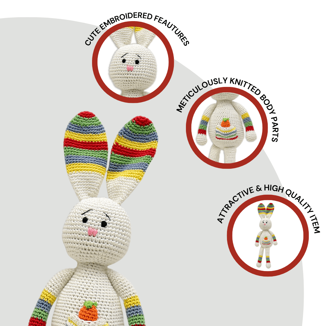 Happy Threads |Discover the Magic of Hopper – Handmade Crocheted Bunny Soft Toy - ID23A044