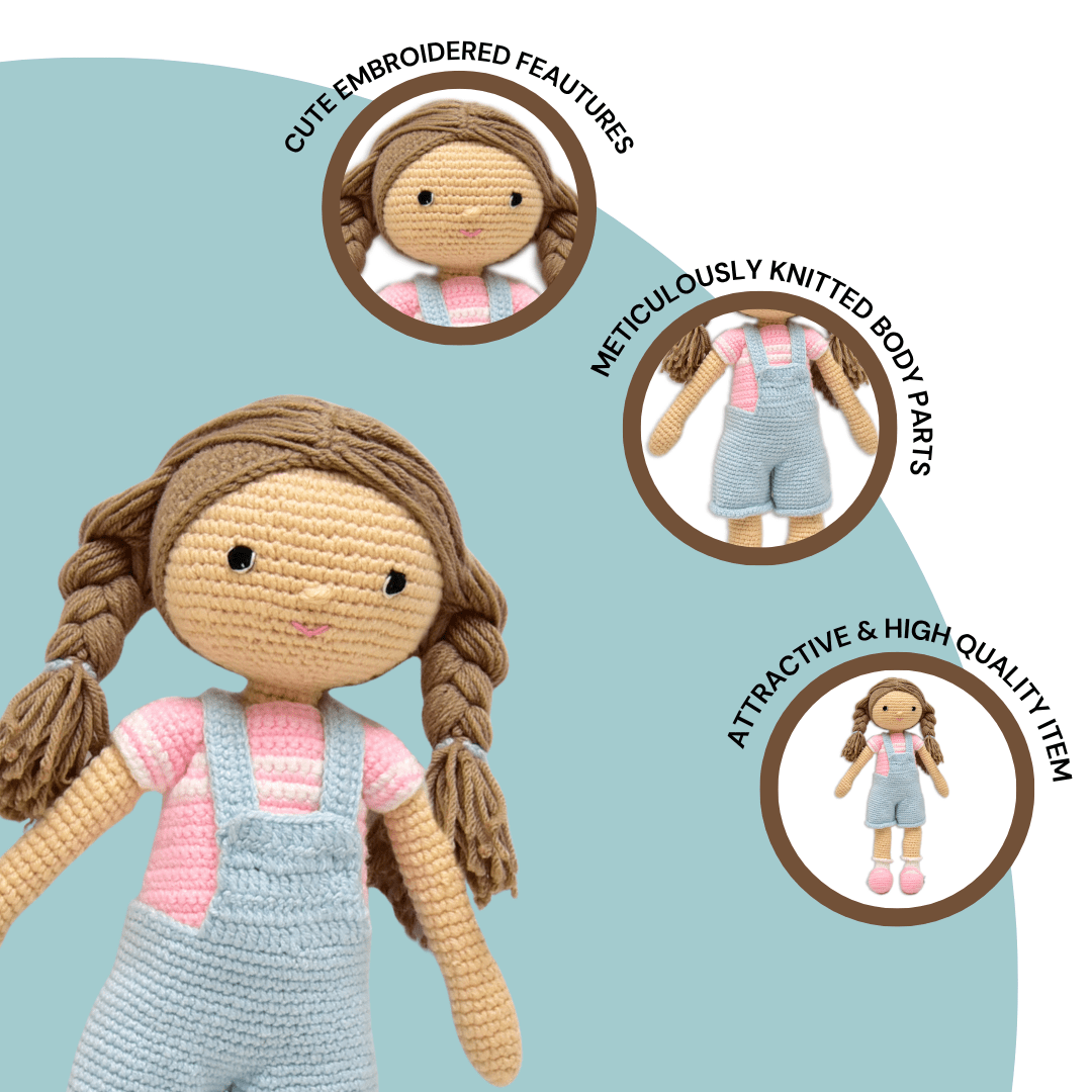 Happy Threads | Emma the Doll – Crocheted by Hand with Love & Care | Soft & Safe Handmade Gift - ID23A016