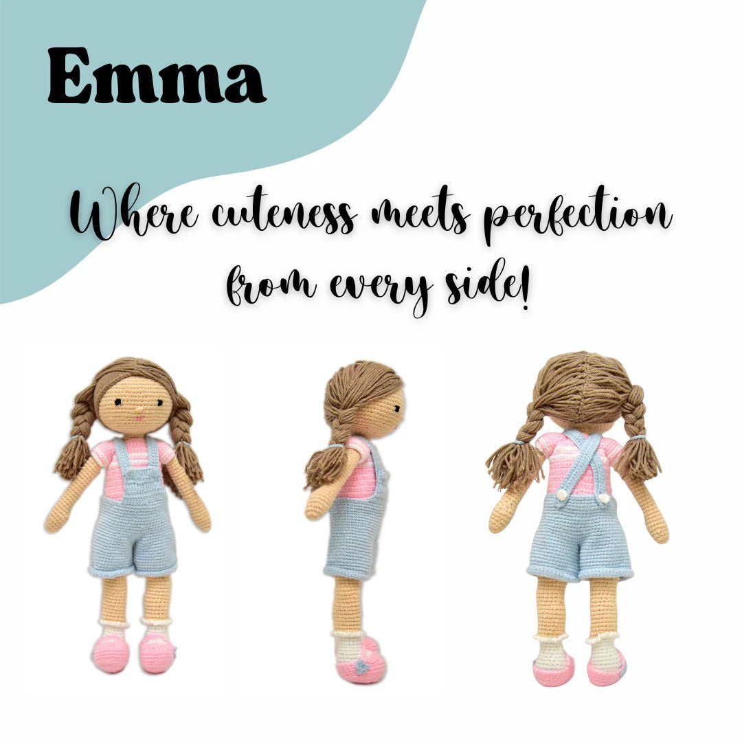 Happy Threads | Emma the Doll – Crocheted by Hand with Love & Care | Soft & Safe Handmade Gift - ID23A016