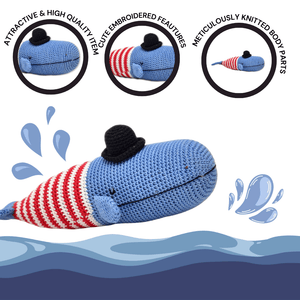 Happy Threads | Flynn the Whale - Handmade Crocheted Soft Toy for All Ages - Crochet Toy