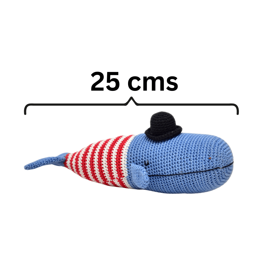 Happy Threads | Flynn the Whale - Handmade Crocheted Soft Toy for All Ages - Crochet Toy