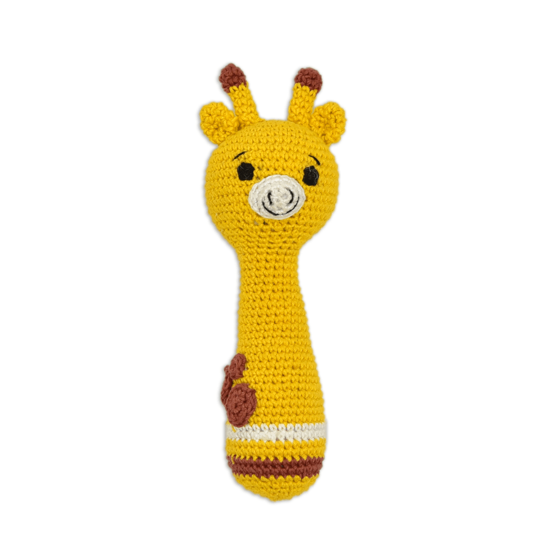 Happy Threads | Giraffe Giggles Crochet Hand Rattle – Adorable Baby Shower Gift Idea - AN24X237
