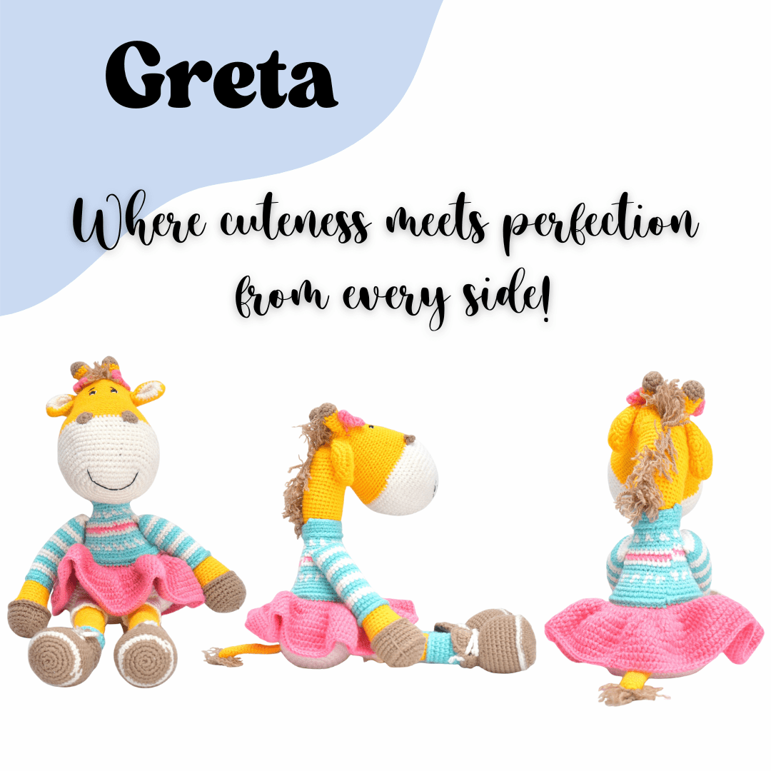Happy Threads | Greta Giraffe | Super Cute | Soft Toy | Best for all ages | Gifting - Crochet Toy