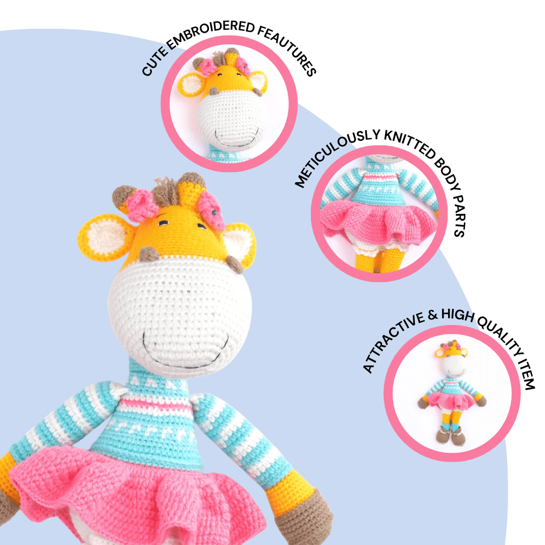 Happy Threads | Greta Giraffe | Super Cute | Soft Toy | Best for all ages | Gifting - Crochet Toy