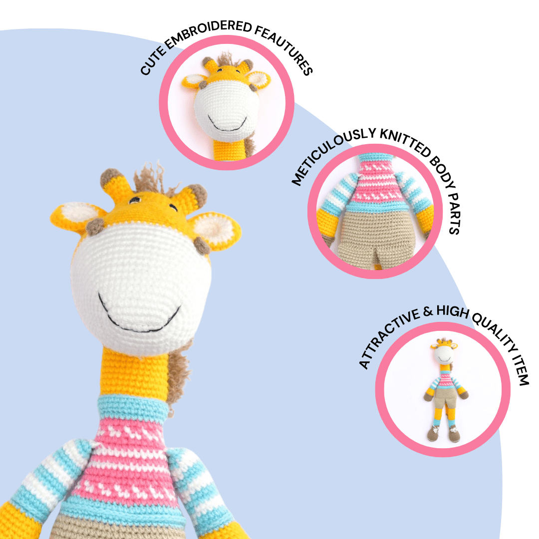 Happy Threads | Greta the Giraffe – Premium Handcrafted Crochet Soft Toy | Bestselling Cozy Plush - Crochet Toy