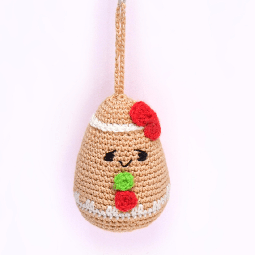Happy Threads | Handcrafted 3D Crochet Gingerbread Man Ornament – Christmas Tree Decoration - Christmas Decor