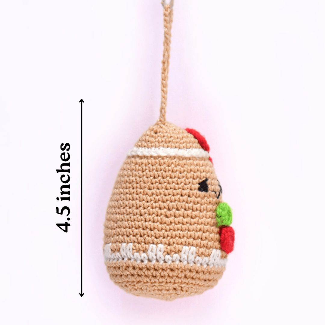 Happy Threads | Handcrafted 3D Crochet Gingerbread Man Ornament – Christmas Tree Decoration - Christmas Decor