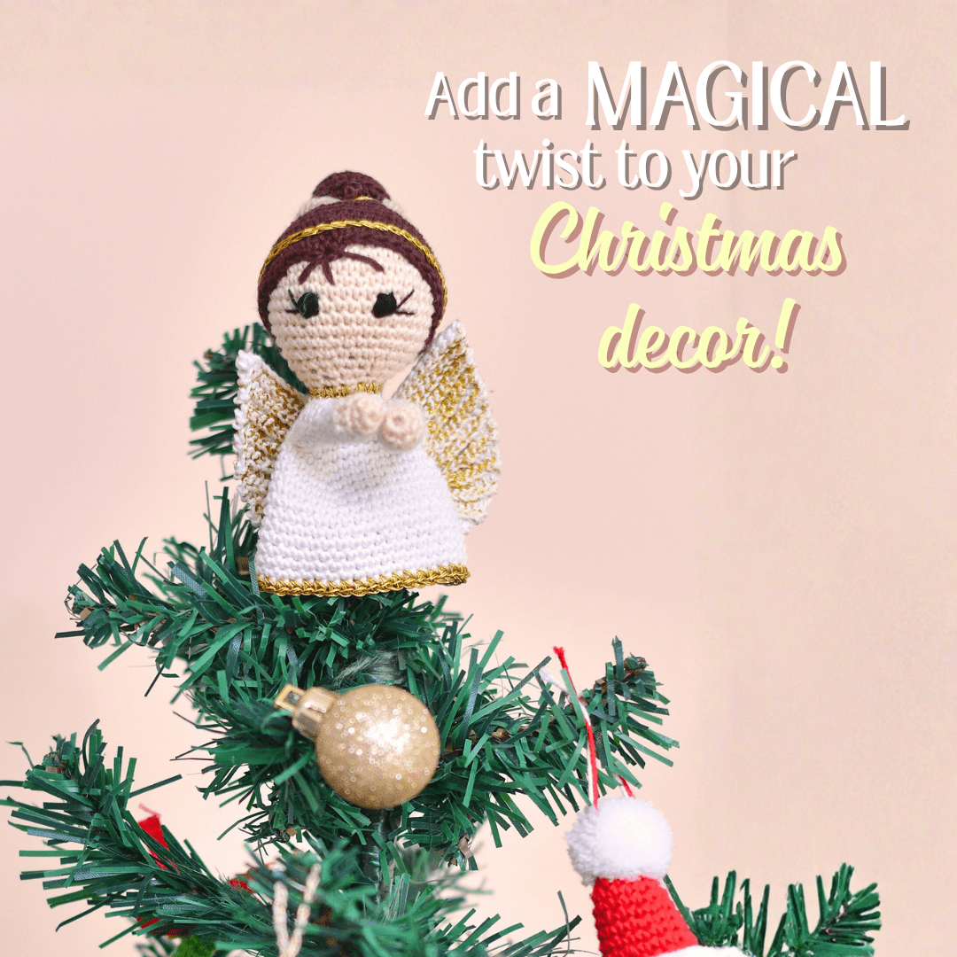 Happy Threads Handcrafted Amigurumi Christmas Tree Ornament - Angel Doll Hanging - Christmas Decor