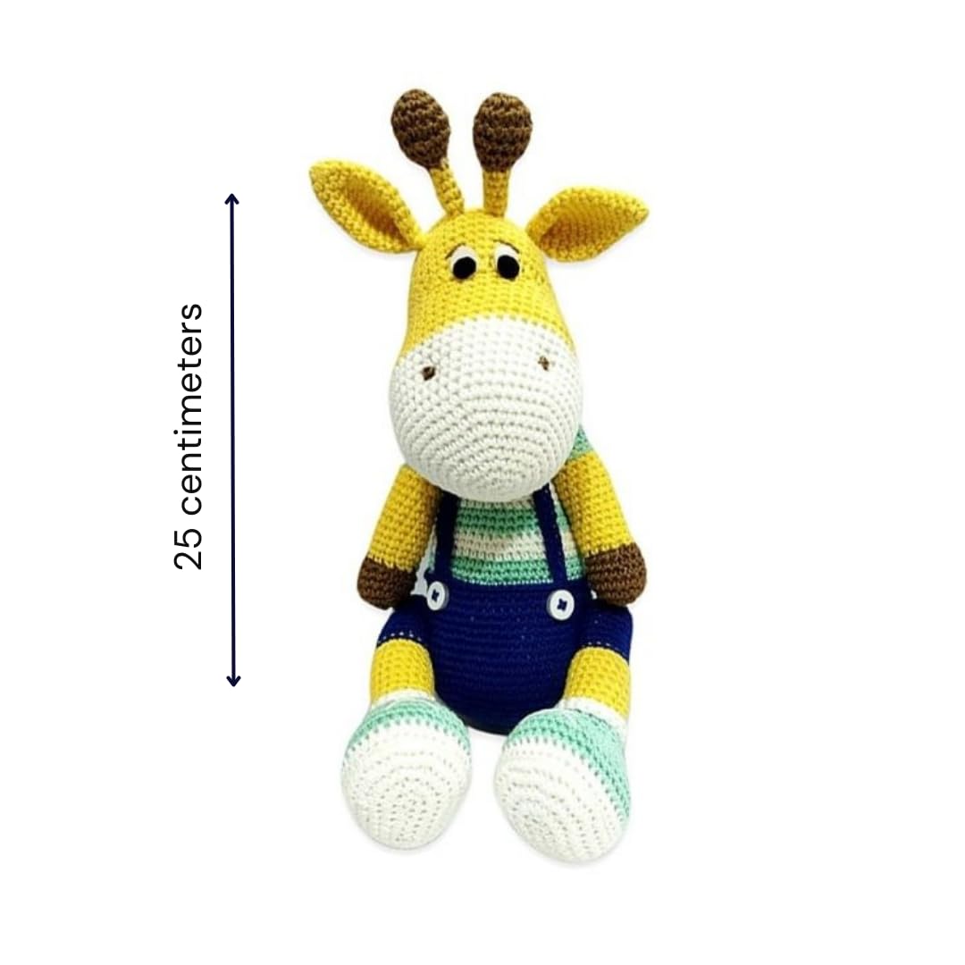 Happy Threads Handcrafted Amigurumi Soft Toy - GIRAFFE - Blue - NGTS0150