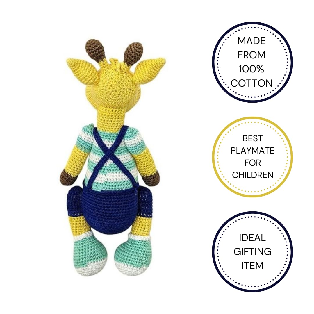 Happy Threads Handcrafted Amigurumi Soft Toy - GIRAFFE - Blue - NGTS0150