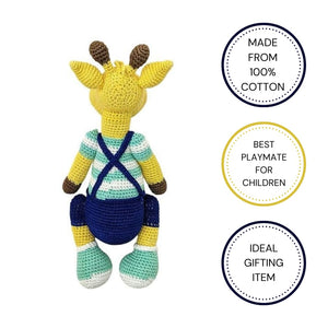 Happy Threads Handcrafted Amigurumi Soft Toy - GIRAFFE - Blue - NGTS0150