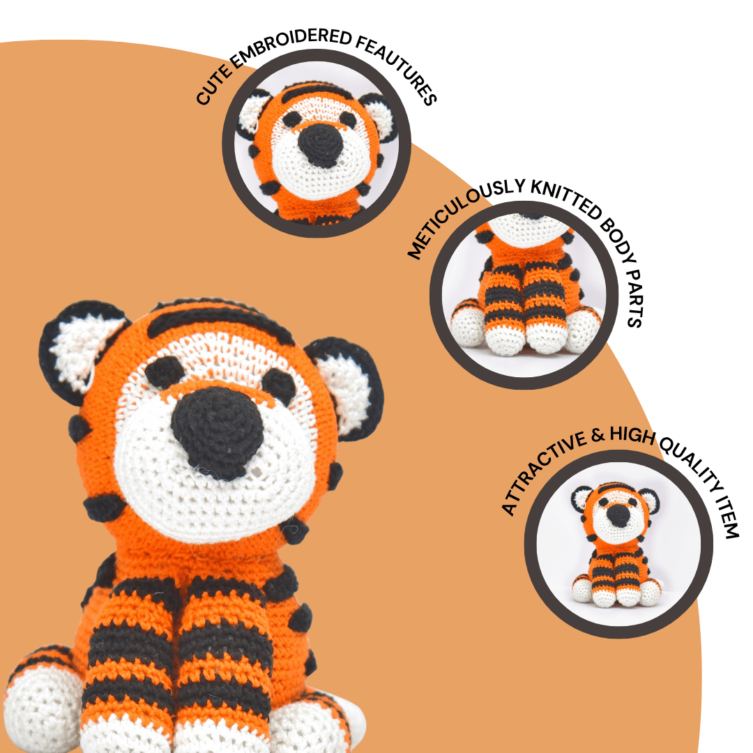 Happy Threads Handcrafted Amigurumi Soft Toy - Tiger - Crochet Toy
