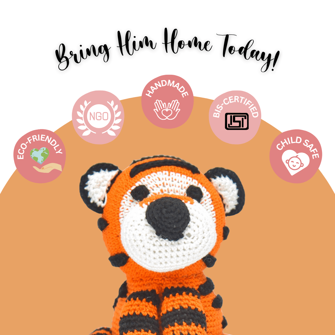 Happy Threads Handcrafted Amigurumi Soft Toy - Tiger - Crochet Toy