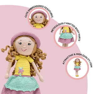 Happy Threads | Handcrafted Cecilia Crochet Doll – Perfect for Playtime & Collectors - ID23A012