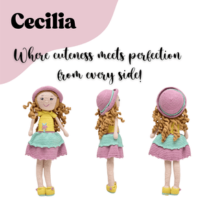Happy Threads | Handcrafted Cecilia Crochet Doll – Perfect for Playtime & Collectors - ID23A012