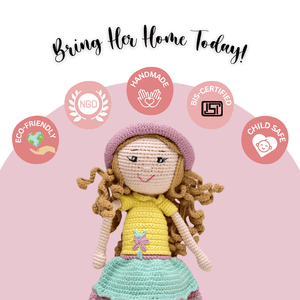 Happy Threads | Handcrafted Cecilia Crochet Doll – Perfect for Playtime & Collectors - ID23A012