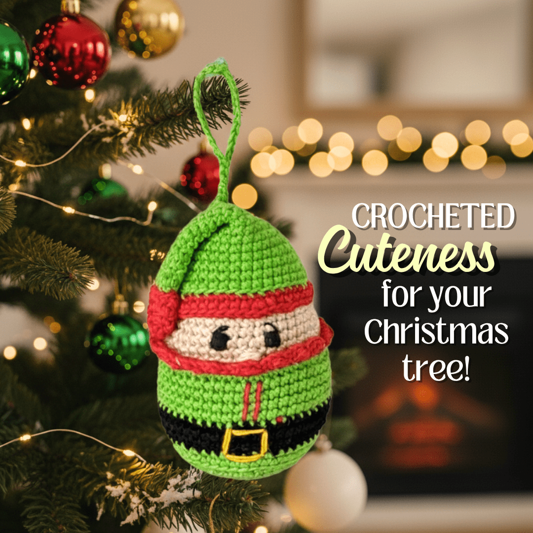 Happy Threads | Handcrafted Crochet Christmas Elf Ornament – Festive Tree Decoration - Christmas Decor