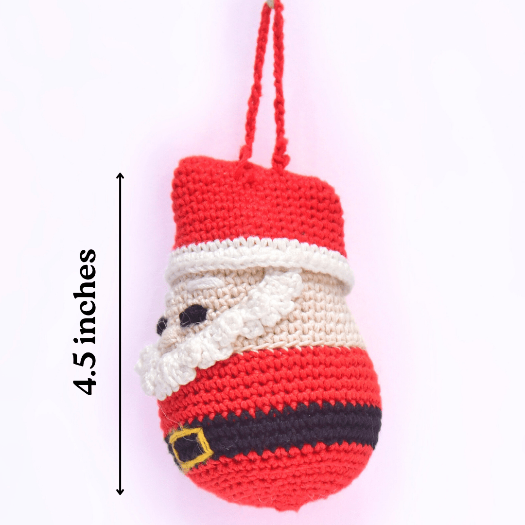 Happy Threads | Handcrafted Crochet Santa Ornament – Amigurumi Christmas Tree Decoration - Christmas Decor