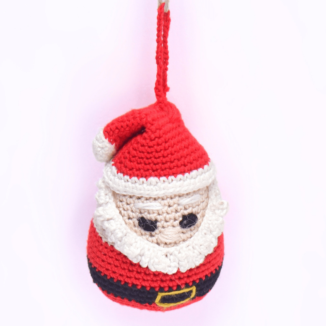 Happy Threads | Handcrafted Crochet Santa Ornament – Amigurumi Christmas Tree Decoration - Christmas Decor