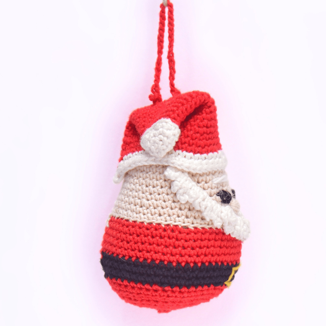 Happy Threads | Handcrafted Crochet Santa Ornament – Amigurumi Christmas Tree Decoration - Christmas Decor