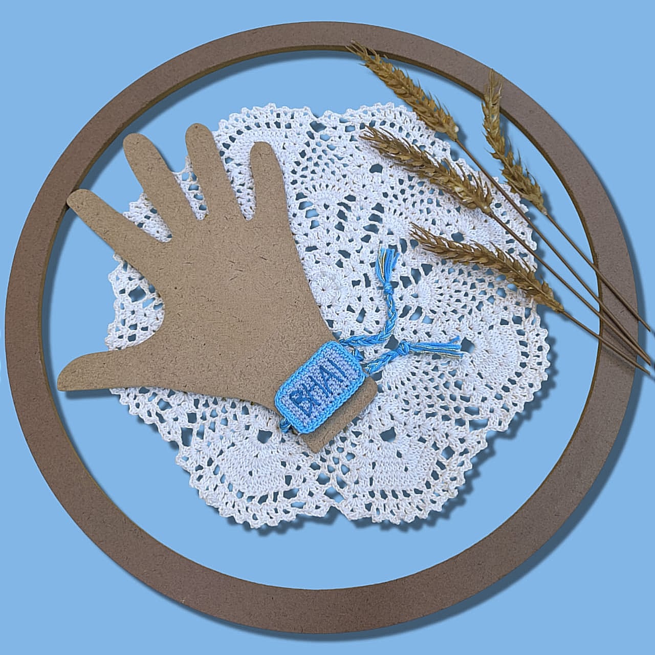 Happy Threads - Handmade Crochet Bhai Band - Light Blue - BHFB0853